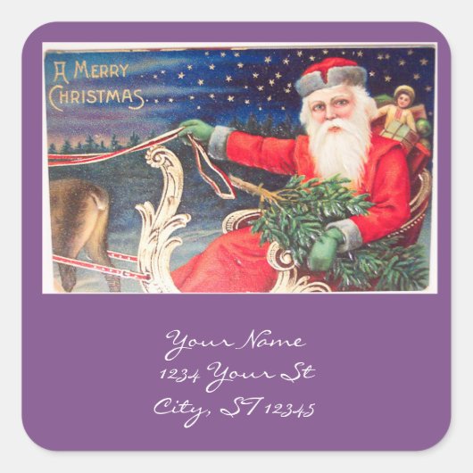 Santa on sleigh Thunder_Cove Vierkante Sticker (Voorkant)