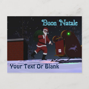 Santa on the Roof - Buon Natale Feestdagenkaart