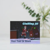 Santa on the Roof - Gleðileg jól Feestdagenkaart (Staand voorkant)