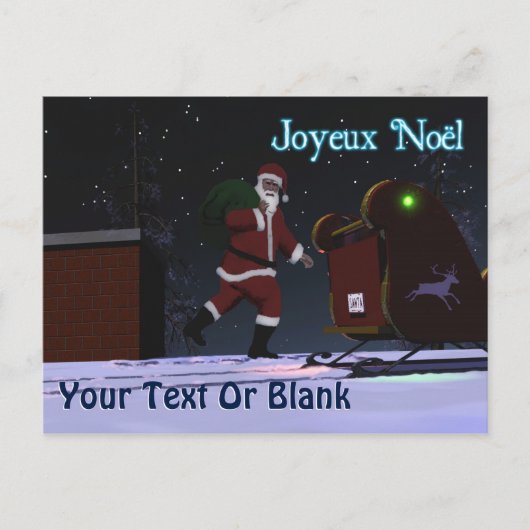 Santa on the Roof - Joyeux noё l Feestdagenkaart (Voorkant)