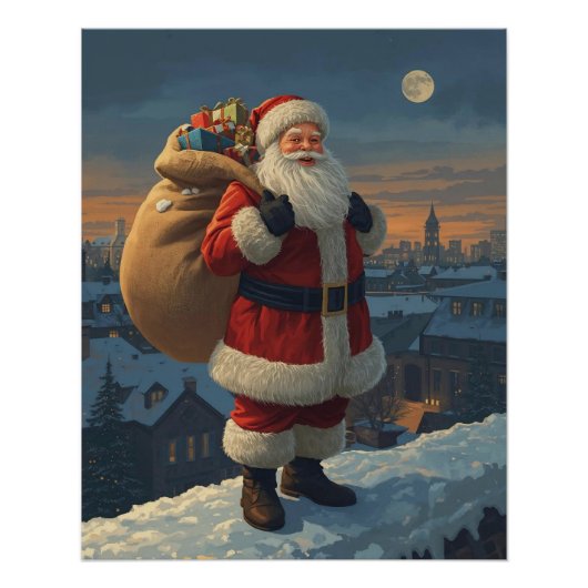 Santa on the Rooftop Poster (Voorkant)