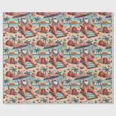 Santa on Vacation Christmas Wrapping Paper Cadeaupapier (Vlak)