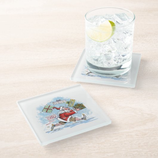 Santa Onbereid wit onderzetter van glas Glazen Onderzetter (Schuin)