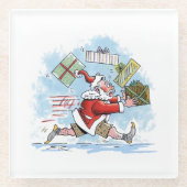Santa Onbereid wit onderzetter van glas Glazen Onderzetter (Voorkant)