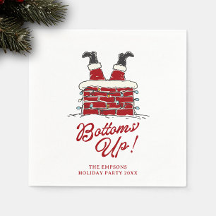 Santa Ondersteboven Grappige Kerst Drink Accent Servet