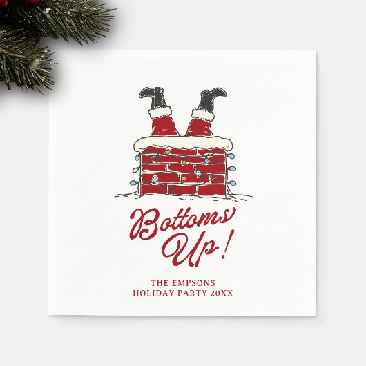 Santa Ondersteboven Grappige Kerst Drink Accent Servet