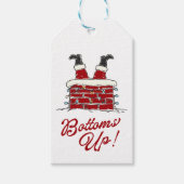 Santa Ondersteboven Grappige Kerst Wrap Accent Cadeaulabel (Voorkant)