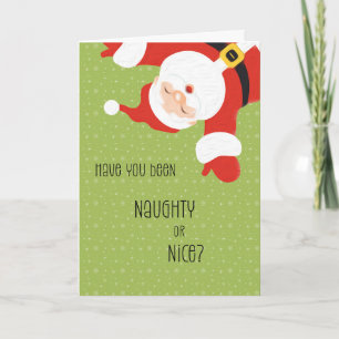 Santa Ondeugend of Nice Christmas met Schattigee K Feestdagen Kaart