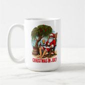 Santa ontspant in een stoel, koffiemok (Links)