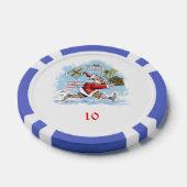 Santa Onvoorbereid blauw 10 gestreepte pokerchip (Enkel)