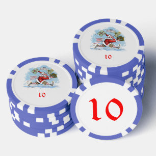 Santa Onvoorbereid blauw 10 gestreepte pokerchip