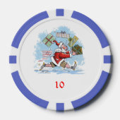 Santa Onvoorbereid blauw 10 gestreepte pokerchip (Voorkant)