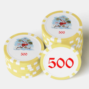 Santa Onvoorbereid geel 500 gestreepte pokerchip