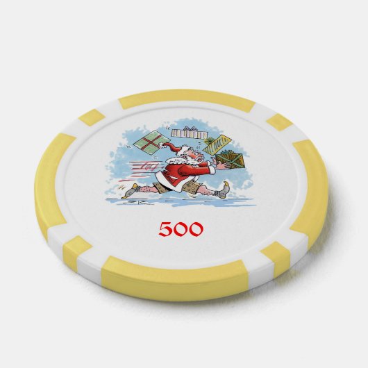 Santa Onvoorbereid geel 500 gestreepte pokerchip (Enkel)
