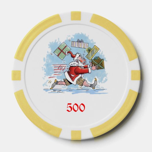 Santa Onvoorbereid geel 500 gestreepte pokerchip (Voorkant)