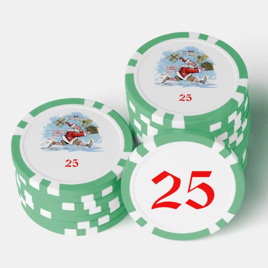 Santa Onvoorbereid groen 25 gestreepte pokerchip (Opstapeling)