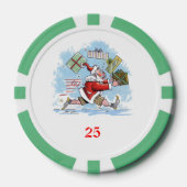 Santa Onvoorbereid groen 25 gestreepte pokerchip (Voorkant)