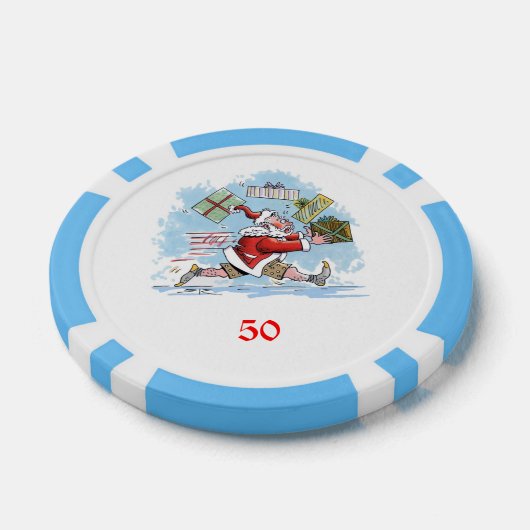 Santa Onvoorbereid lichtblauw 50 gestreepte pokerc Poker Chips (Enkel)