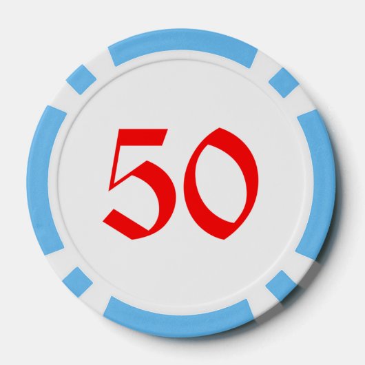 Santa Onvoorbereid lichtblauw 50 gestreepte pokerc Poker Chips (Achterkant)