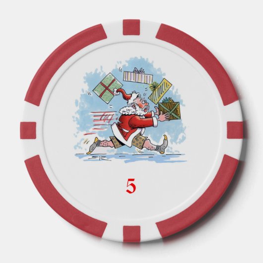 Santa Onvoorbereid rood 5 gestreepte poker chip (Voorkant)