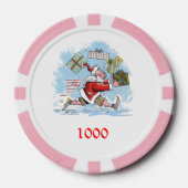 Santa Onvoorbereid roze 1000 gestreepte pokerchip (Voorkant)