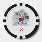 Santa Onvoorbereid zwart 100 gestreepte pokerchip (Voorkant)