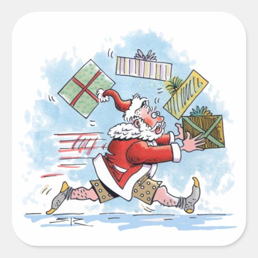 Santa Onvoorbereide grote vierkante stickers (Voorkant)