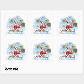 Santa Onvoorbereide grote vierkante stickers (Vel)