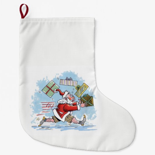 Santa Onvoorbereide Kerstmis kous groot Grote Kerstsok (Voorkant)