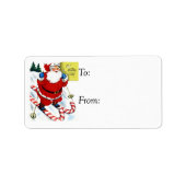  Santa op Candy Cane Skitis Gift Label (Voorkant)
