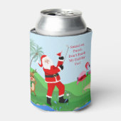 Santa op de golfbaan met Cocktail Funny Xmas Blikjeskoeler (Blikje Voorkant)