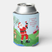 Santa op de golfbaan met Cocktail Funny Xmas Blikjeskoeler (Blikje Achterkant)