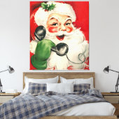 Santa op de telefoon canvas afdruk (Insitu (Slaapkamer))
