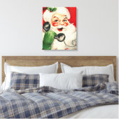 Santa op de telefoon canvas afdruk (Insitu (Slaapkamer))