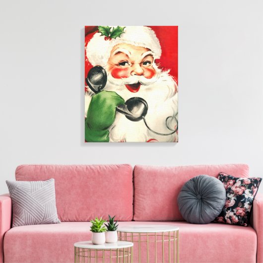 Santa op de telefoon canvas afdruk (Insitu (Woonkamer))