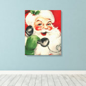 Santa op de telefoon canvas afdruk (Insitu (Houten vloer))