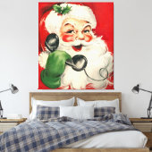 Santa op de telefoon canvas afdruk (Insitu (Slaapkamer))