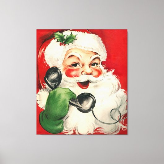 Santa op de telefoon canvas afdruk (Voorkant)