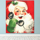 Santa op de telefoon canvas afdruk (Insitu (Houten vloer))