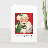 Santa op de telefoon feestdagen kaart (Achterkant)