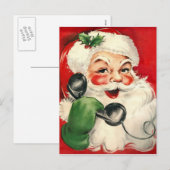 Santa op de telefoon feestdagenkaart (Voorkant / Achterkant)