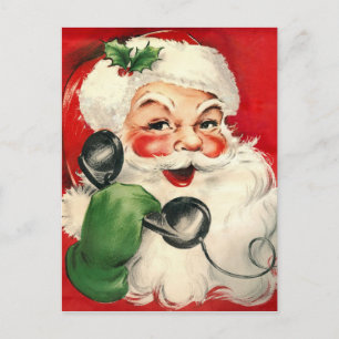 Santa op de telefoon feestdagenkaart