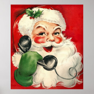Santa op de telefoon poster