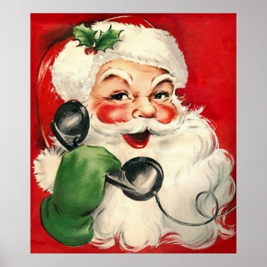 Santa op de telefoon poster (Voorkant)