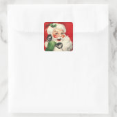 Santa op de telefoon vierkante sticker (Tas)
