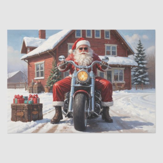 Santa op de weg - Decoupage - Tissuepapier (Voorkant)