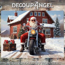 Santa op de weg - Decoupage - Tissuepapier