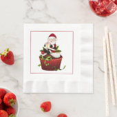 Santa op een Cupcake-kerstpapier Servet (Insitu)