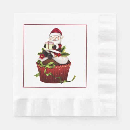 Santa op een Cupcake-kerstpapier Servet (Voorkant)