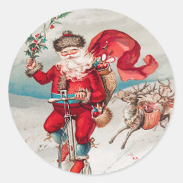  SANTA OP EEN Klassieke Sticker VAN DE BICYCLE